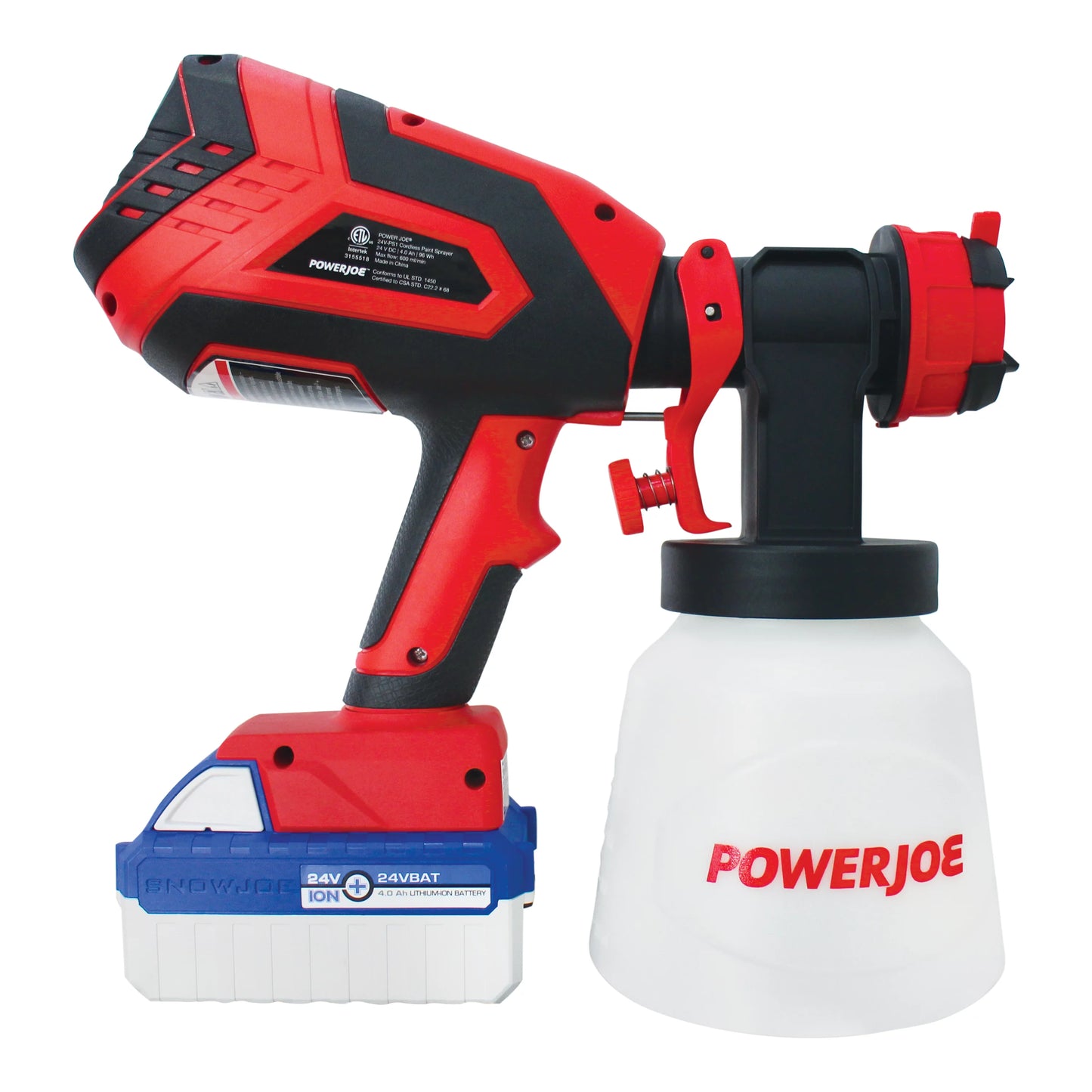 Sun Joe 24V Cordless HVLP Handheld Paint Sprayer Kit, 3 Spray Patterns, 4.0-Ah Battery + Charger