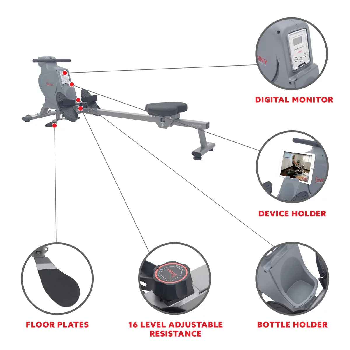 Sunny Health &#038; Fitness Dual Rower Rowing Machine &#8211; SF-RW5935