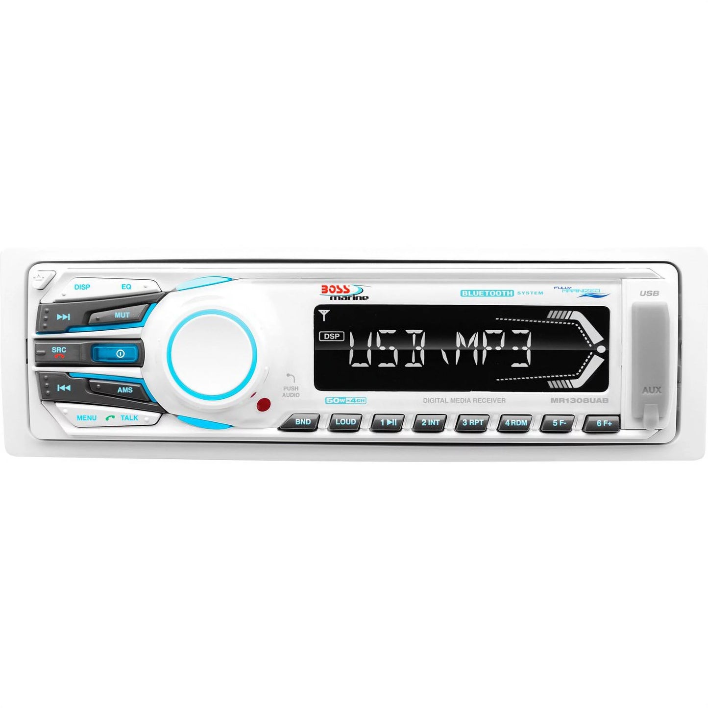 Boss Audio System Single DIN AM, FM, CD Receiver with 6.5 In. Marine Speakers and Antenna, White, Boat Accessories