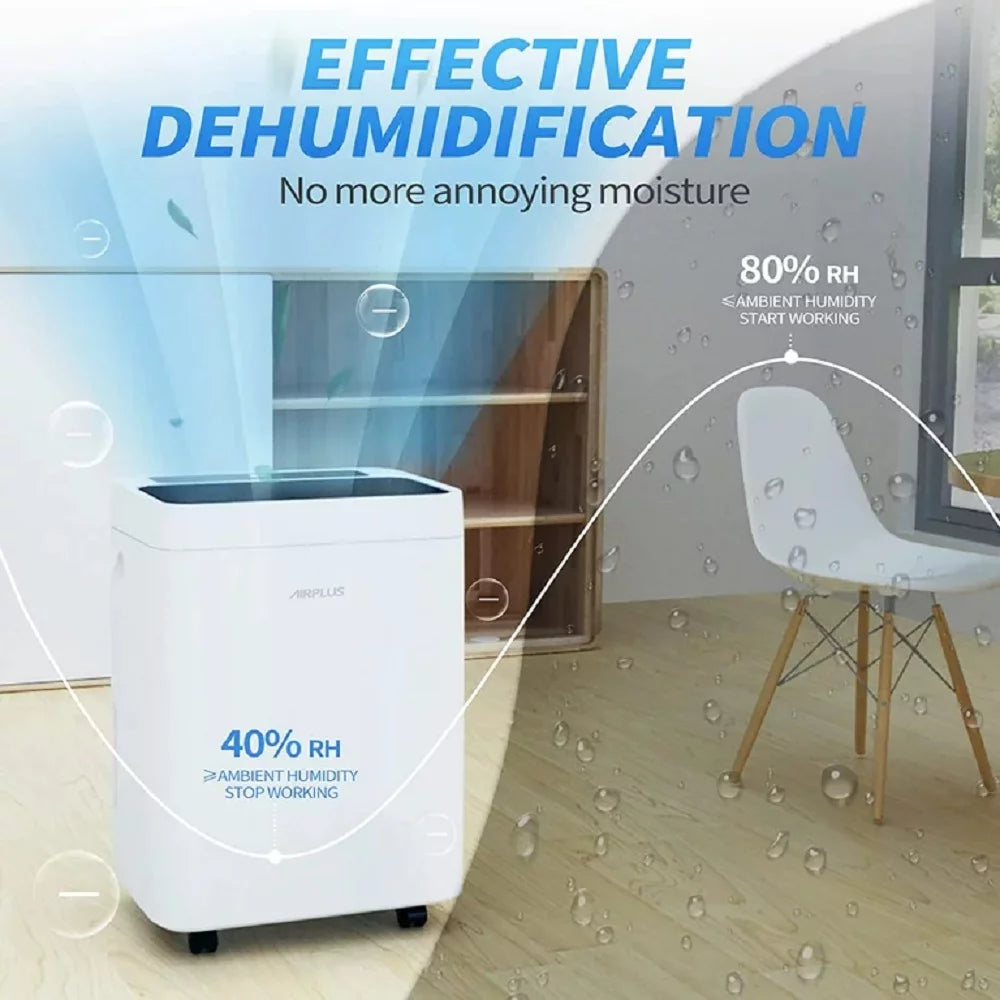 AIRPLUS Dehumidifiers, 30 Pint Dehumidifiers with Drain Hose, 1,500 Sq. ft. Dehumidifier for Home, Rebuilt Dehumidifiers for Basement, AP1907, White