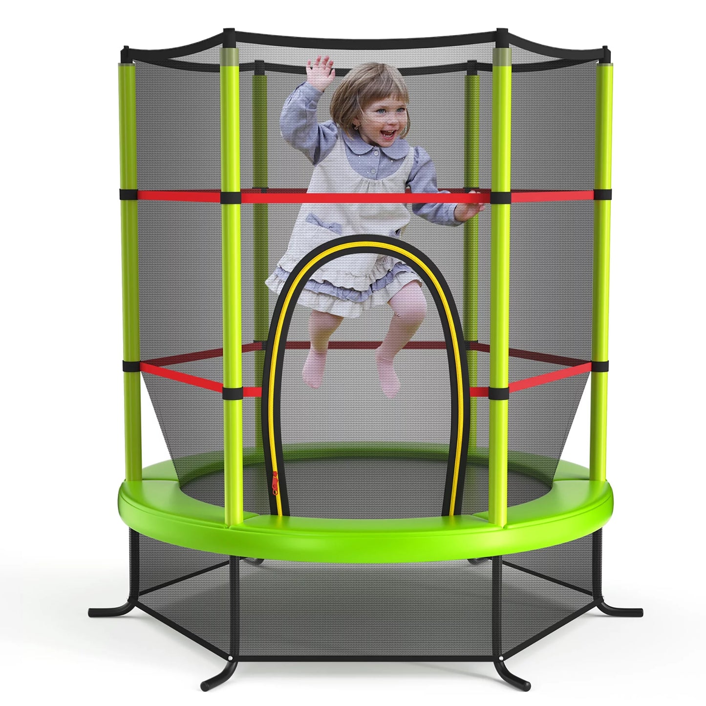 Costway 55&#8243; Kids Trampoline Bouncing Jumping Mat Recreational Trampoline W/Enclosure Net Green