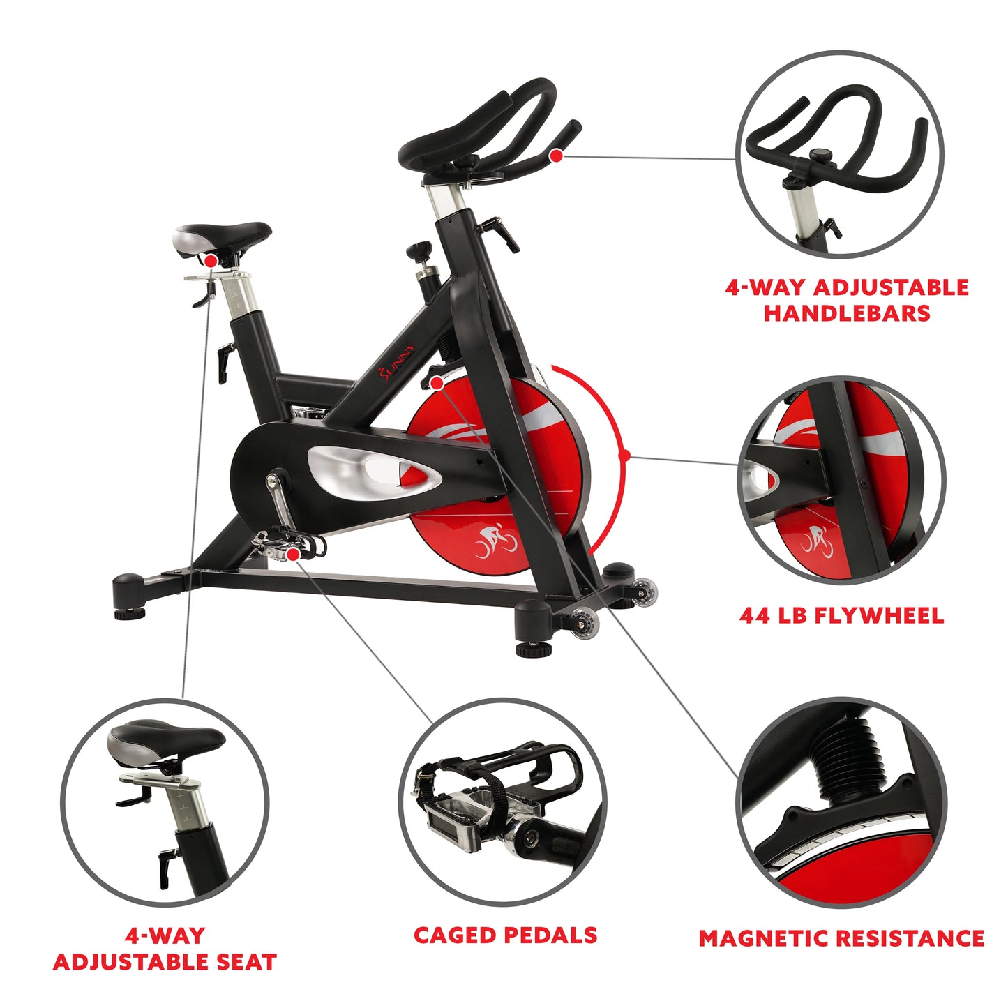 Sunny Health &#038; Fitness Evolution Pro Magnetic Indoor Cycling Exercise Bike, High Weight Capacity, Heavy Flywheel, SF-B1714