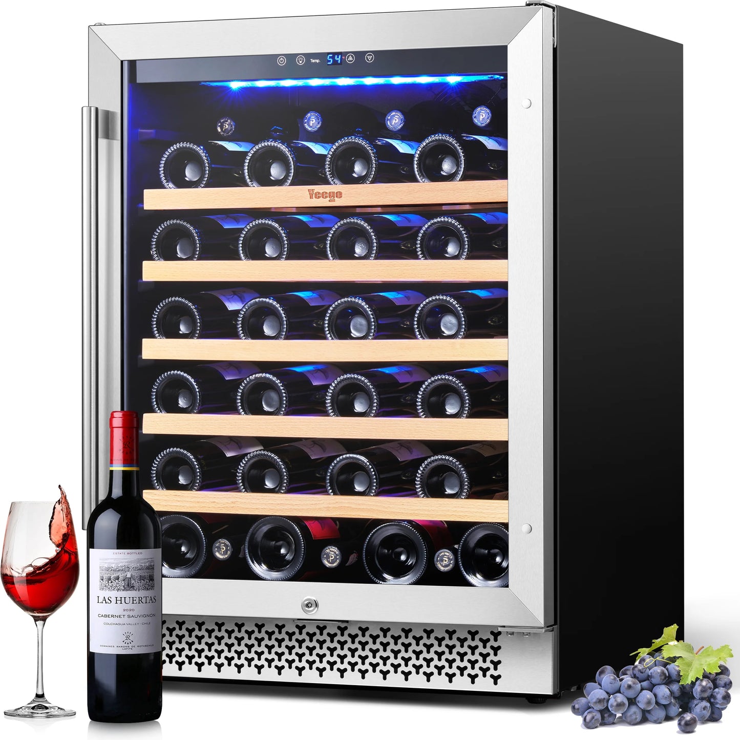 Yeego 24&#8243; Wine Refrigerator, 52 Bottles Wine Cooler With Upgraded Compressor, Keeps Temperature Consistent, Low Noise, Fast Cooling, No Fog, Temp 40-65??F