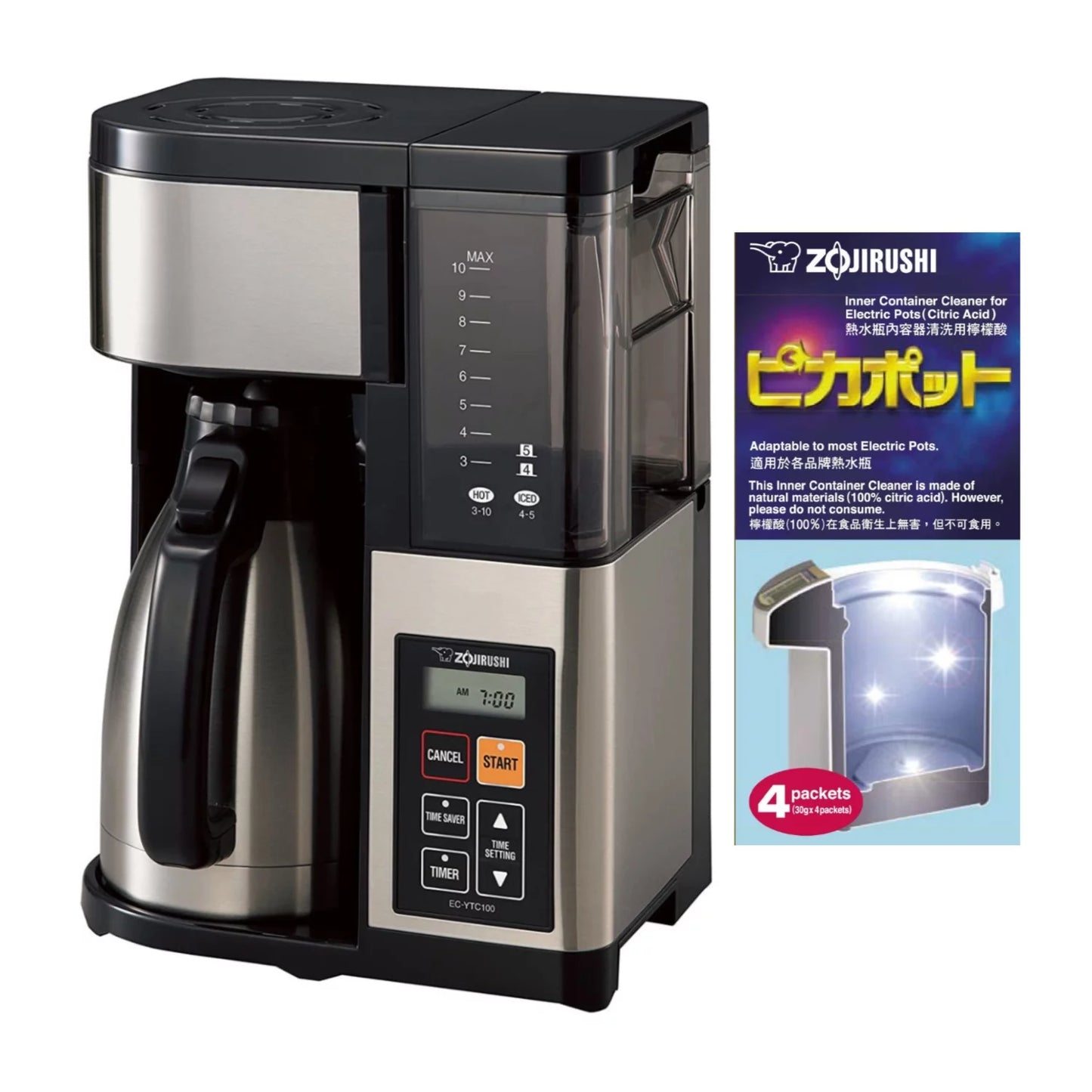 Zojirushi EC-YTC100XB 10-Cup Coffee Maker (Stainless Steel/Black) Bundle