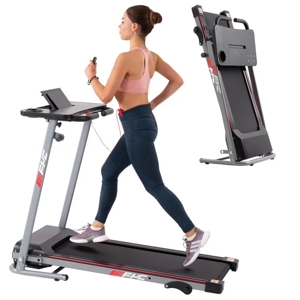 Tcbosik Folding Treadmill for Home with Desk &#8211; 2.5HP Compact Electric Treadmill for Running and Walking Foldable Portable Running Machine for Small Spaces Workout, 265LBS Weight Capacity