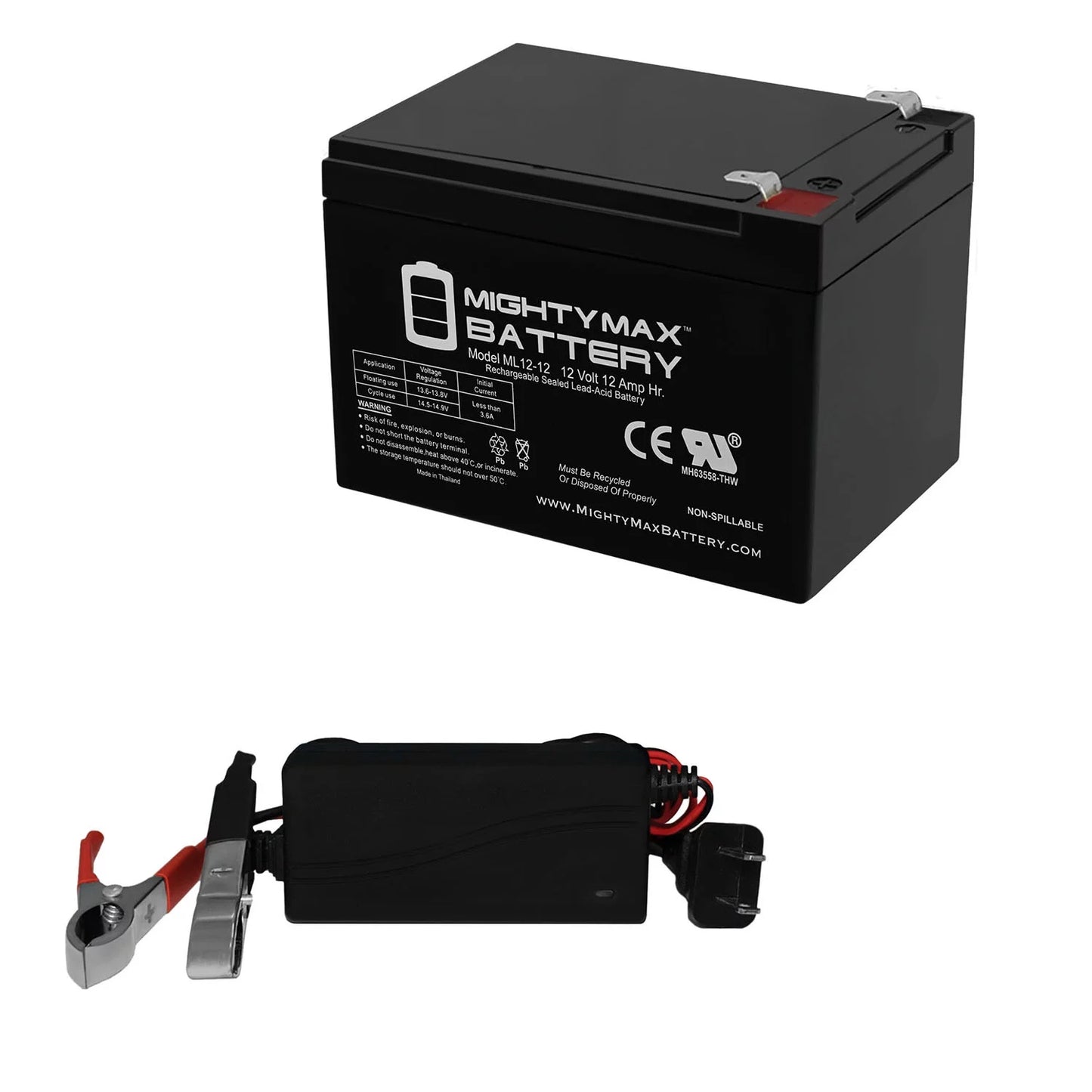 12V 12AH Battery Replacement for Optima Digital 1200 + 12V 1A Charger