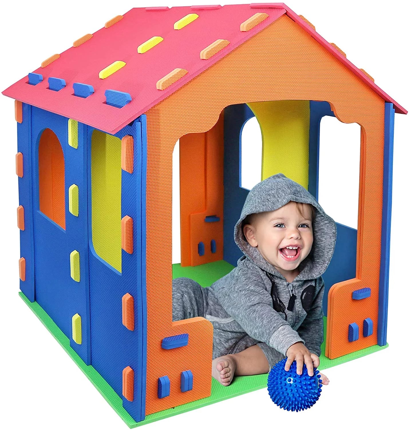 Click N&#8217; Play Giant Kids Foam Playhouse Play Tent for Boy and Girls Indoor and Outdoor, Interlocking Eva Foam Tiles.