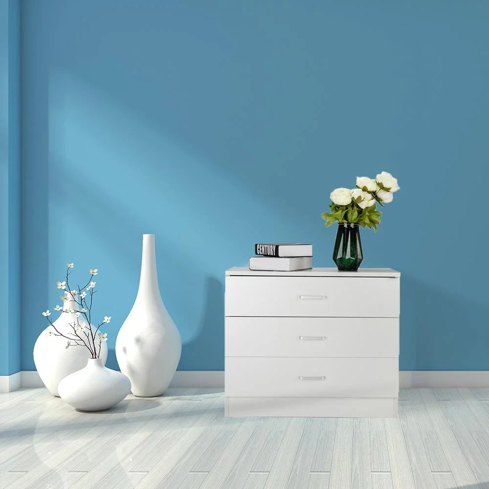 UBesGoo Modern White 3 Drawer Dresser Bedroom White Finish