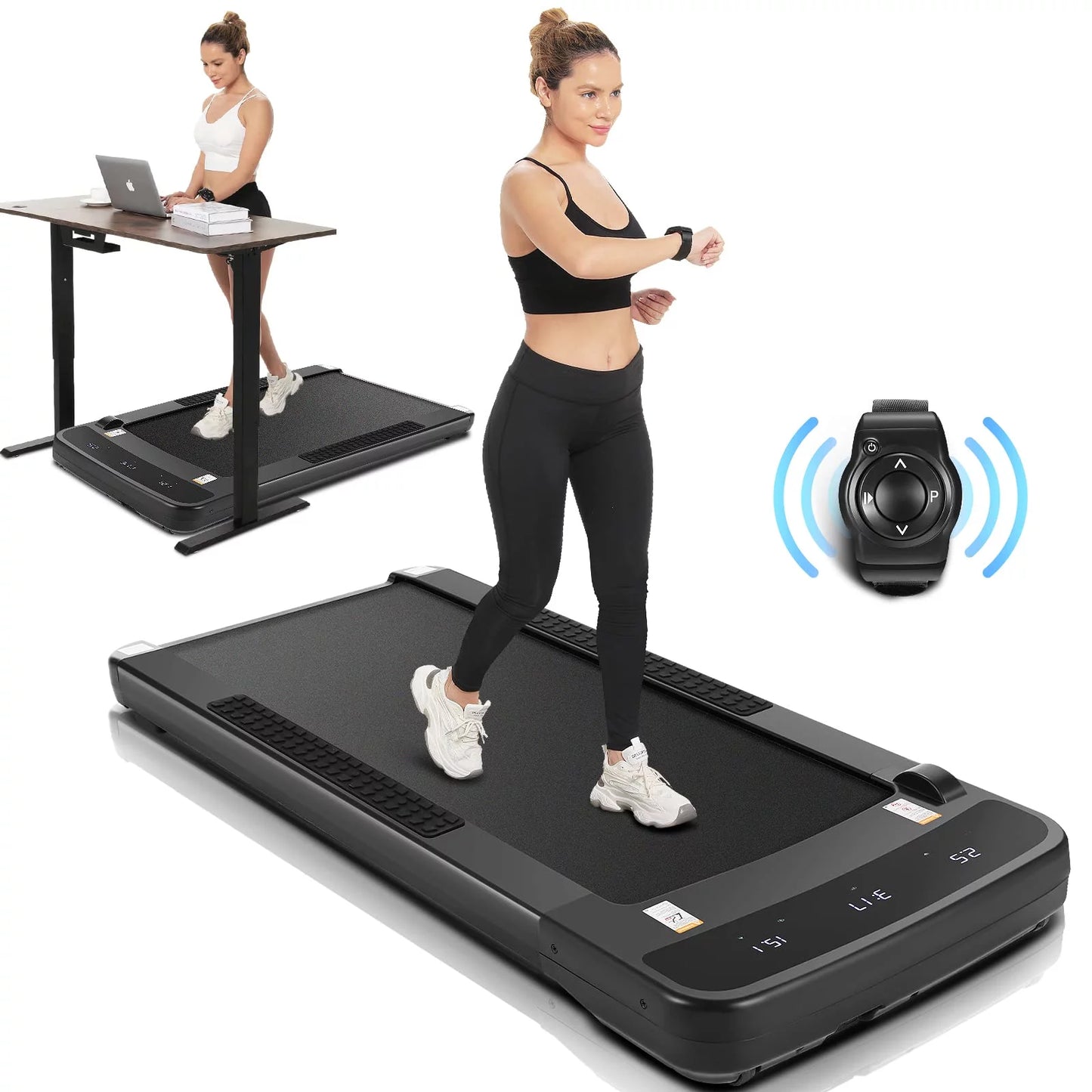 ANCHEER Under Desk Treadmill with LCD Touch Screen, 40*16 Walking Pad with Remote Control, Folding Treadmills Workstation for Home Office