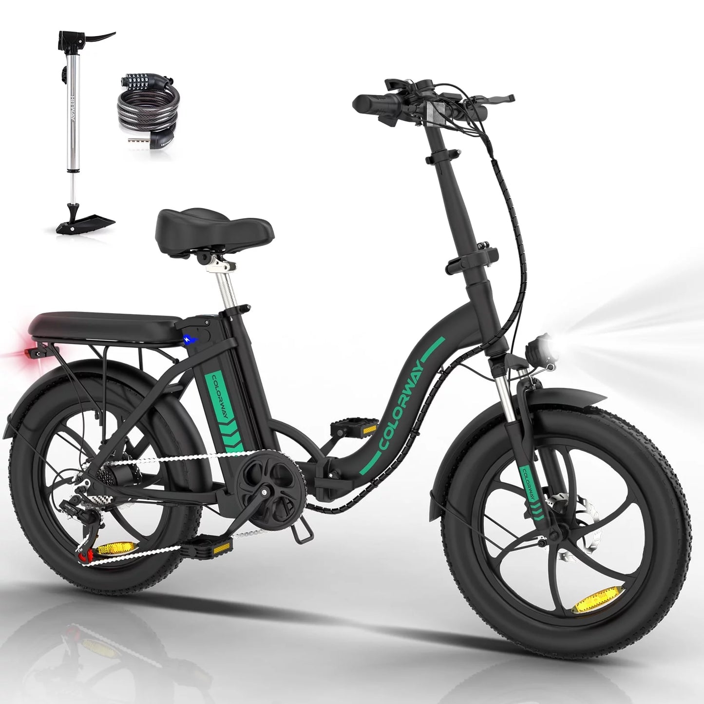 COLORWAY 500W Electric bicycles, 20&#215;3.0in Fat Tire Eleictric Bike, 11.2Ah/36V E-Bike, 7-SHIMANO 19.9MPH Bicycle for Teenager and Adults-BK6M