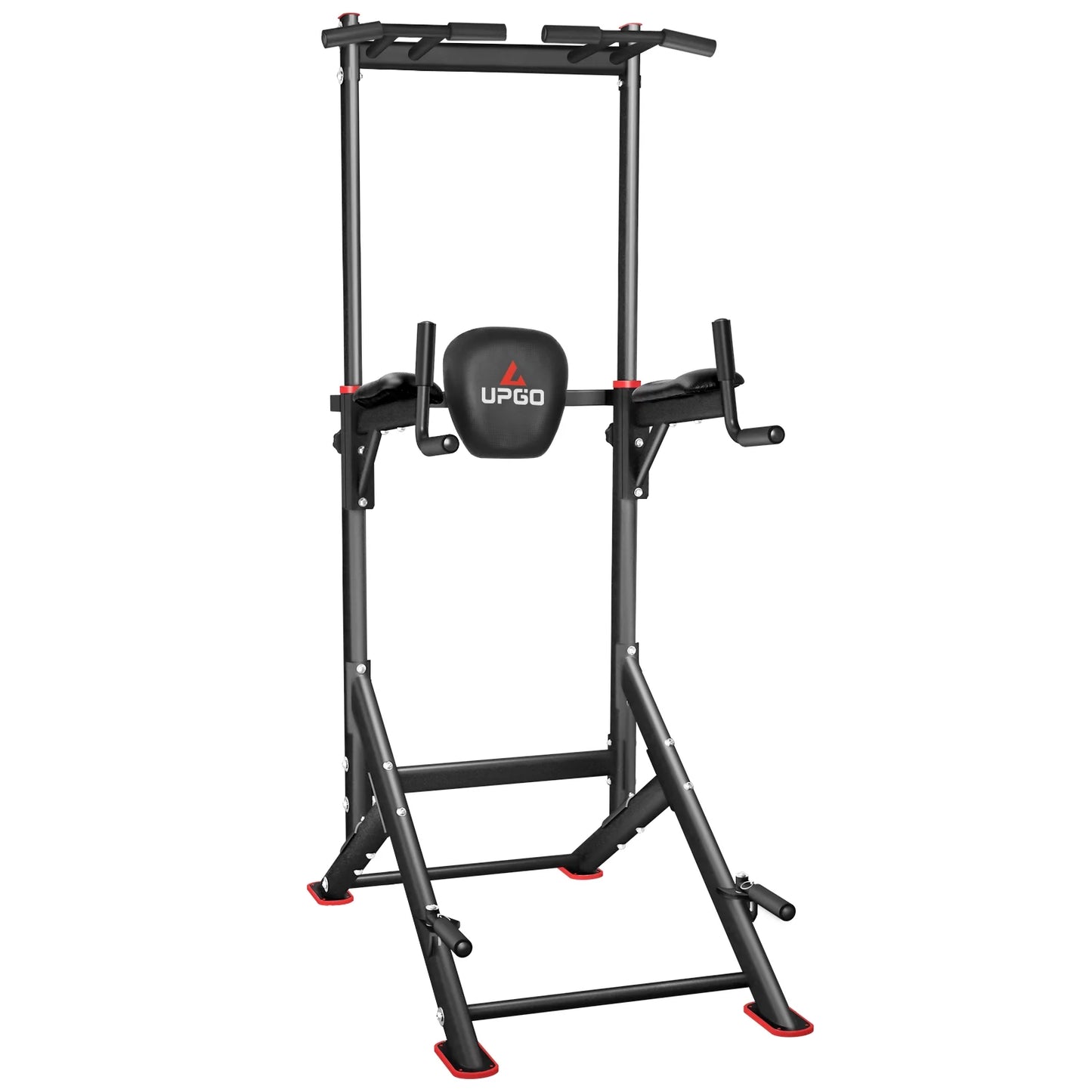 UPGO Adjustable Power Tower 400lbs Max Weight Dip Station Pull up Bar Power Rack Push up Resistance Band for Home Gym Strength Training Workout Equipment