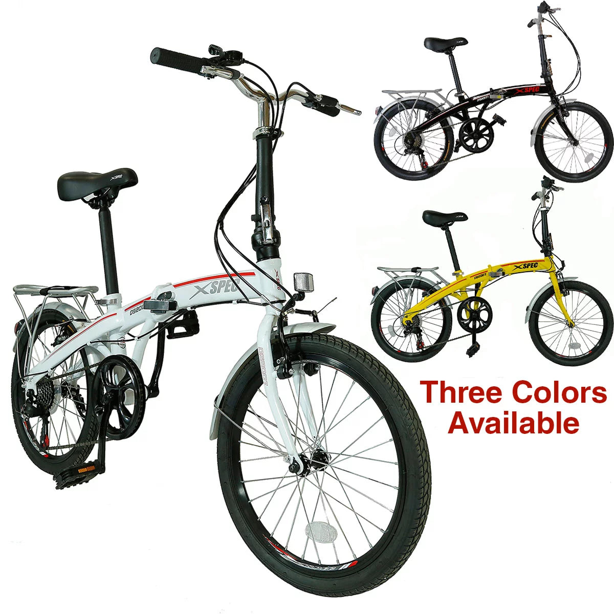 Xspec 20&#8243; 7 Speed City Folding Compact Bike Bicycle Urban Commuter Shimano, White