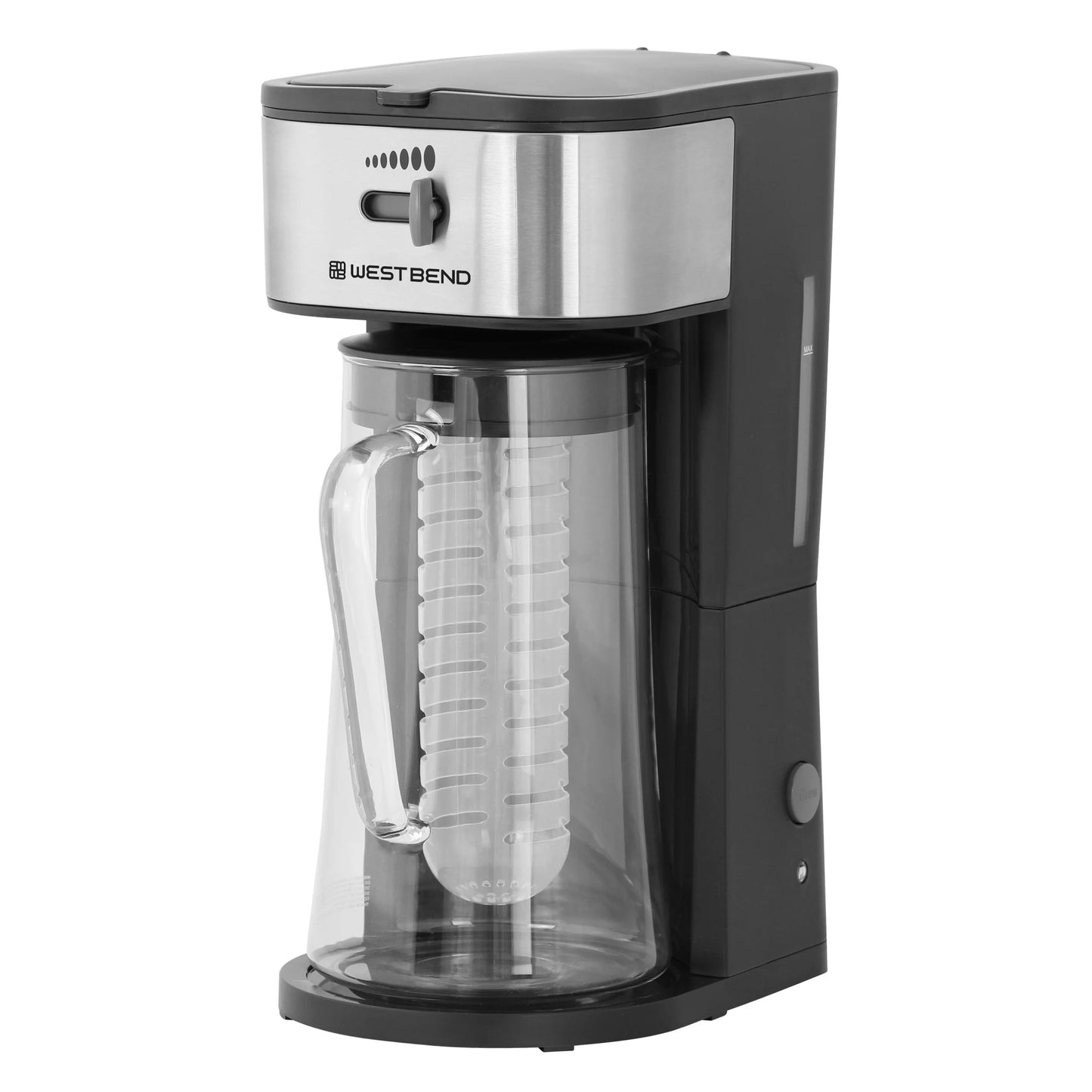 West Bend Iced Coffee and Iced Tea Maker with Infusion Tube, 2.75 Qt. Capacity, in Black (IT500-W)