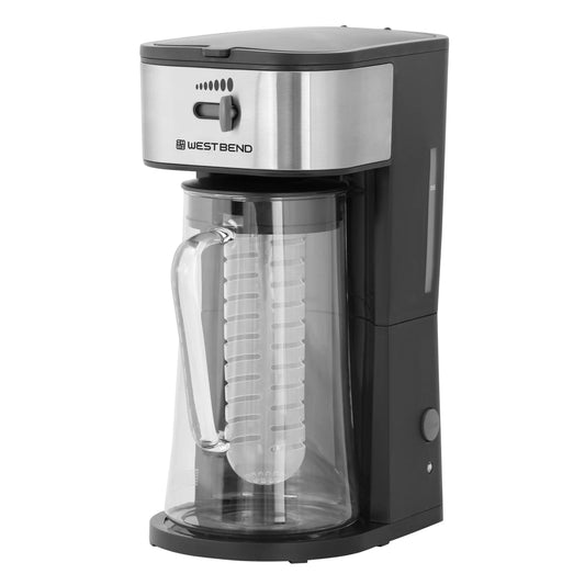 West Bend Iced Coffee and Iced Tea Maker with Infusion Tube, 2.75 Qt. Capacity, in Black (IT500-W)