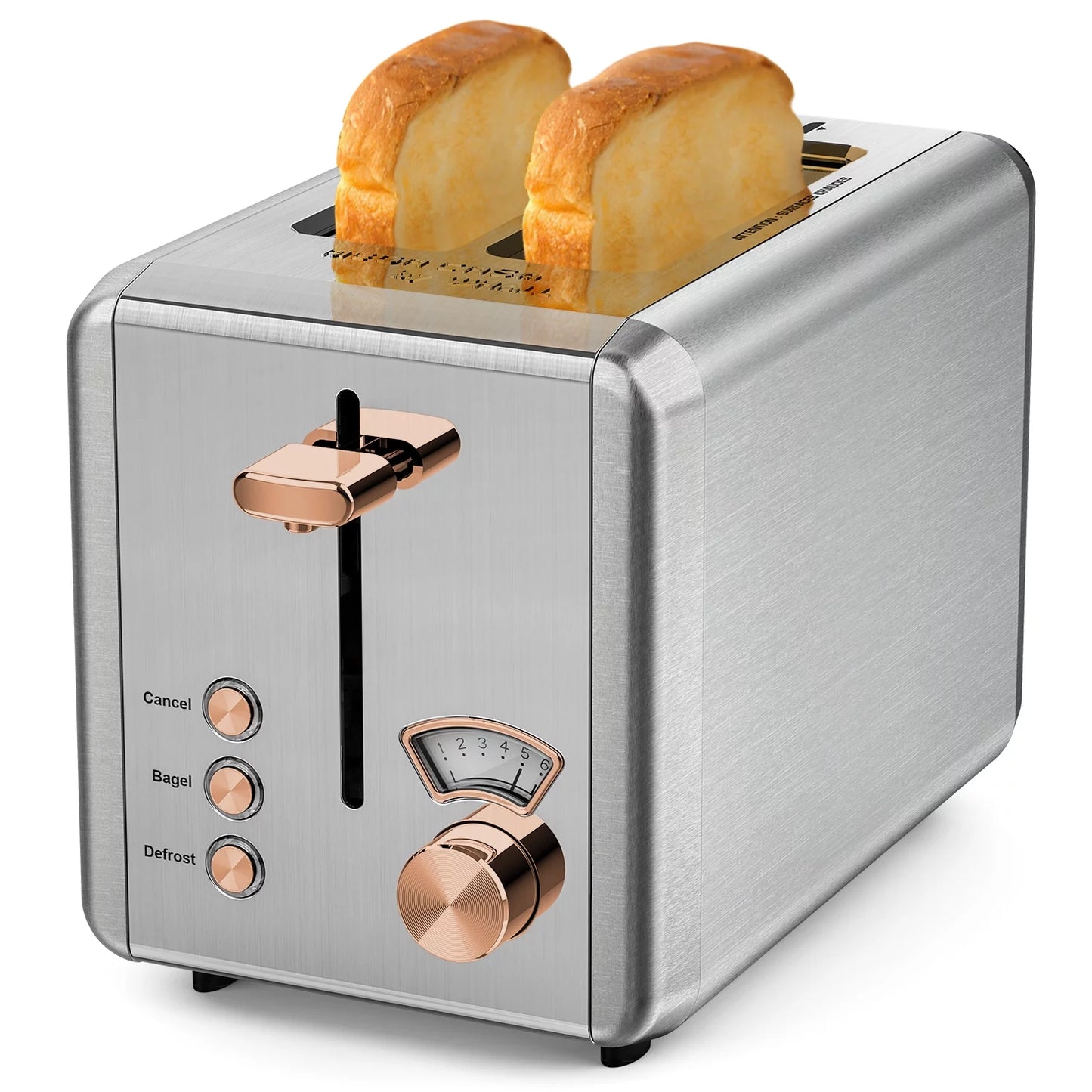 WHALL 2 Slice Toaster &#8211; Stainless Steel Toaster with Wide Slot, 6 Shade Settings, Bagel Function, Removable Crumb Tray