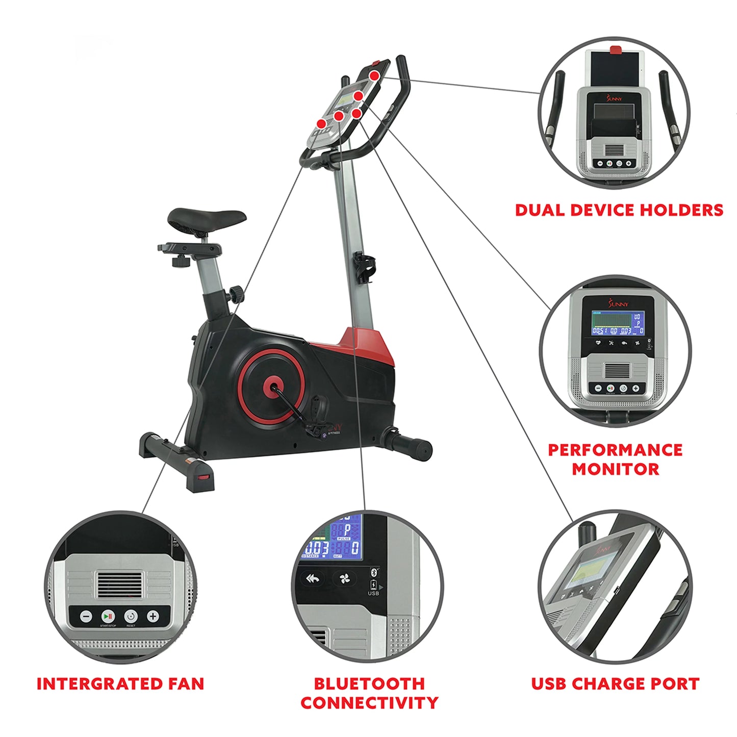 Sunny Health &#038; Fitness Evo-Fit Stationary Upright Bike with 24 Level Electro-Magnetic Resistance &#8211; SF-B2969