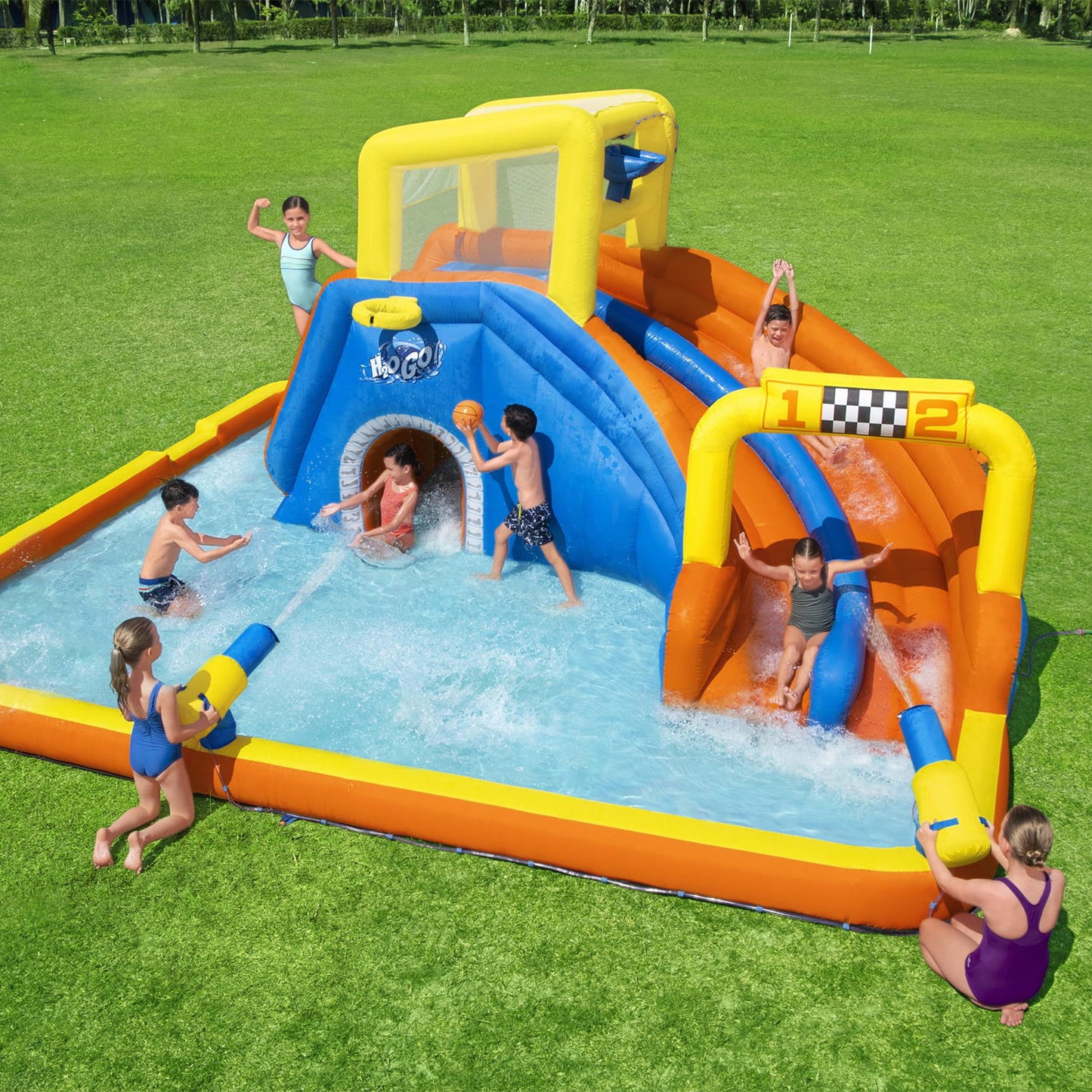 Bestway H2OGO! 18&#8242; x 16.5&#8242; x 8.6&#8242; Super Speedway Child Inflatable Water Park