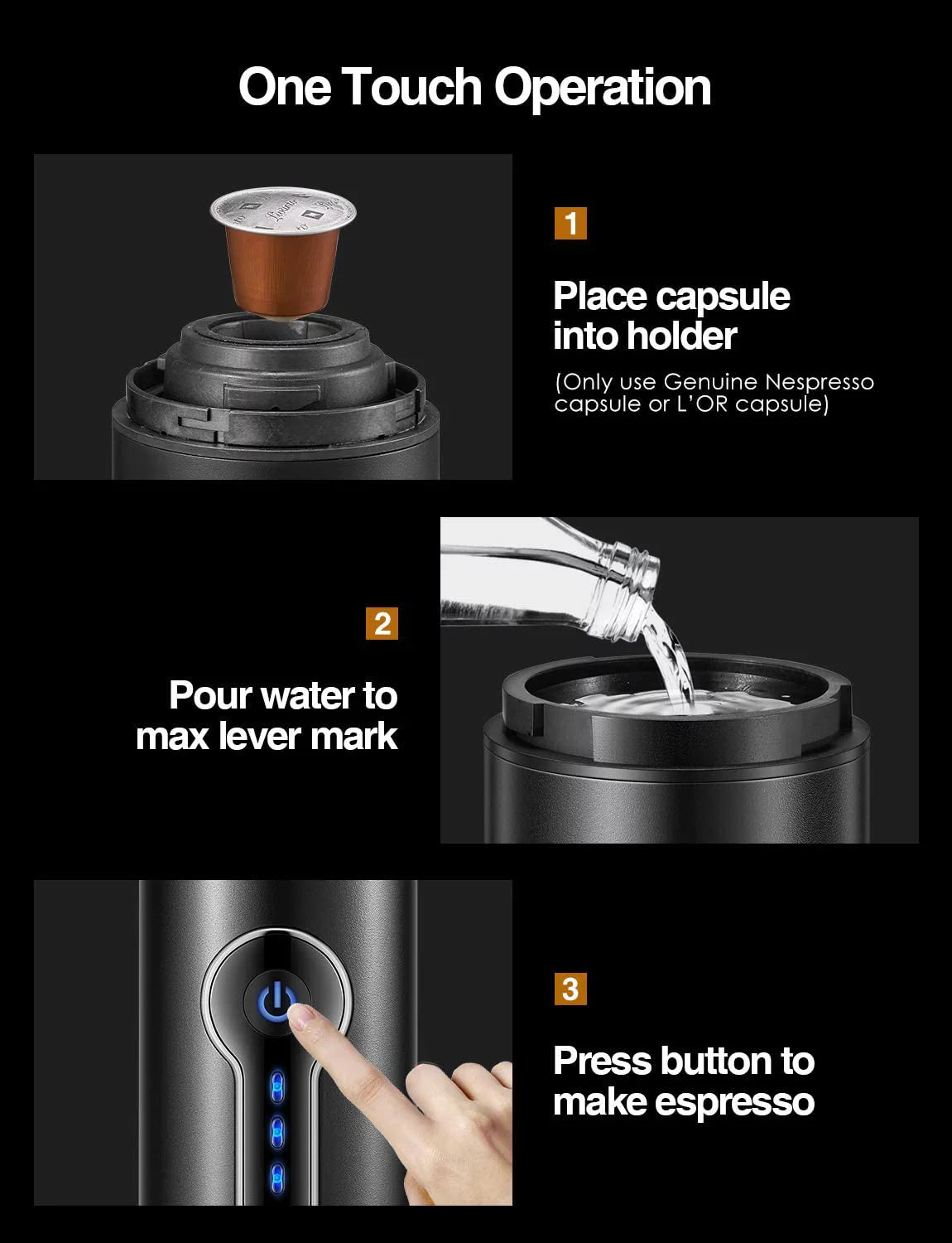 CONQUECO Portable Espresso Maker Travel Coffee Maker Portable Espresso Machine suit for Travel, outdoor, Home and Office