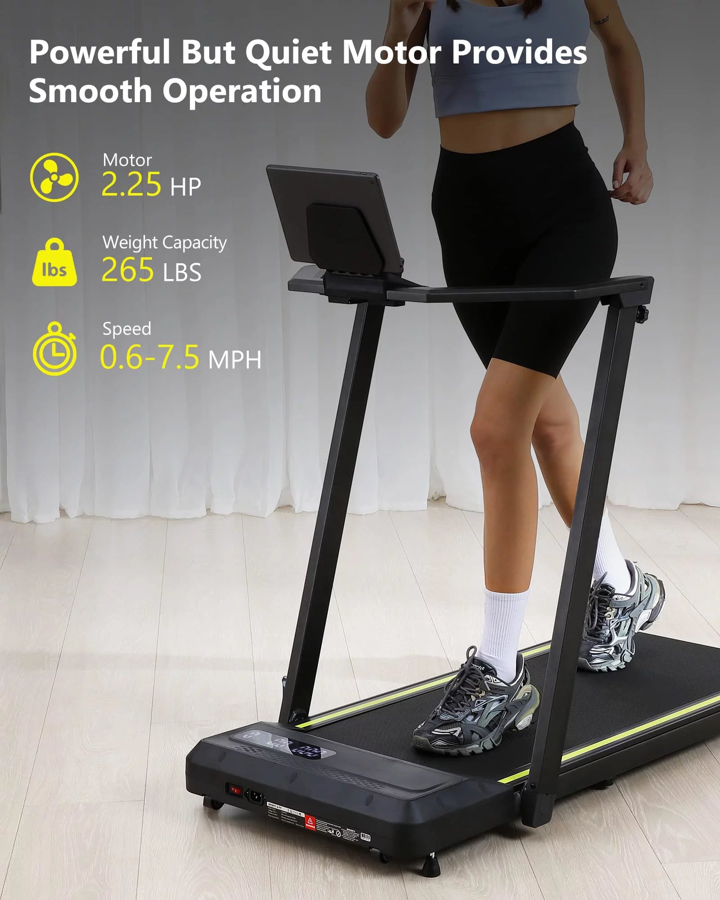 Tookss Treadmill,0.6-7.5 MPH for Running Walking, Space Saving Compact Treadmill with Remote &#038; Button Control for Apartment Office Home Exercise- Black