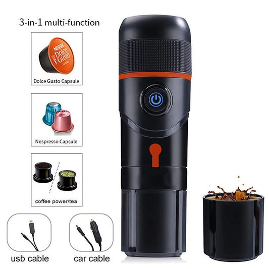 3-in-1 Portable Coffee Machine Capsule Maker for Car &#038; Home DC 12V For Espresso Coffee For Nexpresso Dolce Pod Coffee Powder