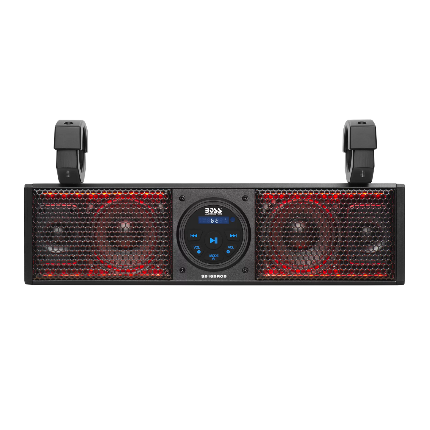 BOSS Audio Systems SB18BRGB ATV UTV Sound Bar System &#8211; 18 inches Wide, IPX5 Rated Weatherproof, Bluetooth Audio, Amplified, 4 inch Speakers, 1 inch Tweeters, USB Port, RGB Multicolor Illumination