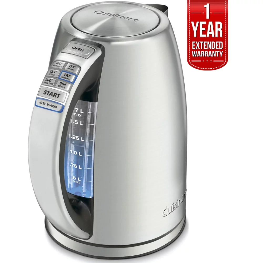 Cuisinart PerfectTemp Cordless Electric Kettle Brushed Stainless Steel (CPK-17) with 1 Year Extended Warranty