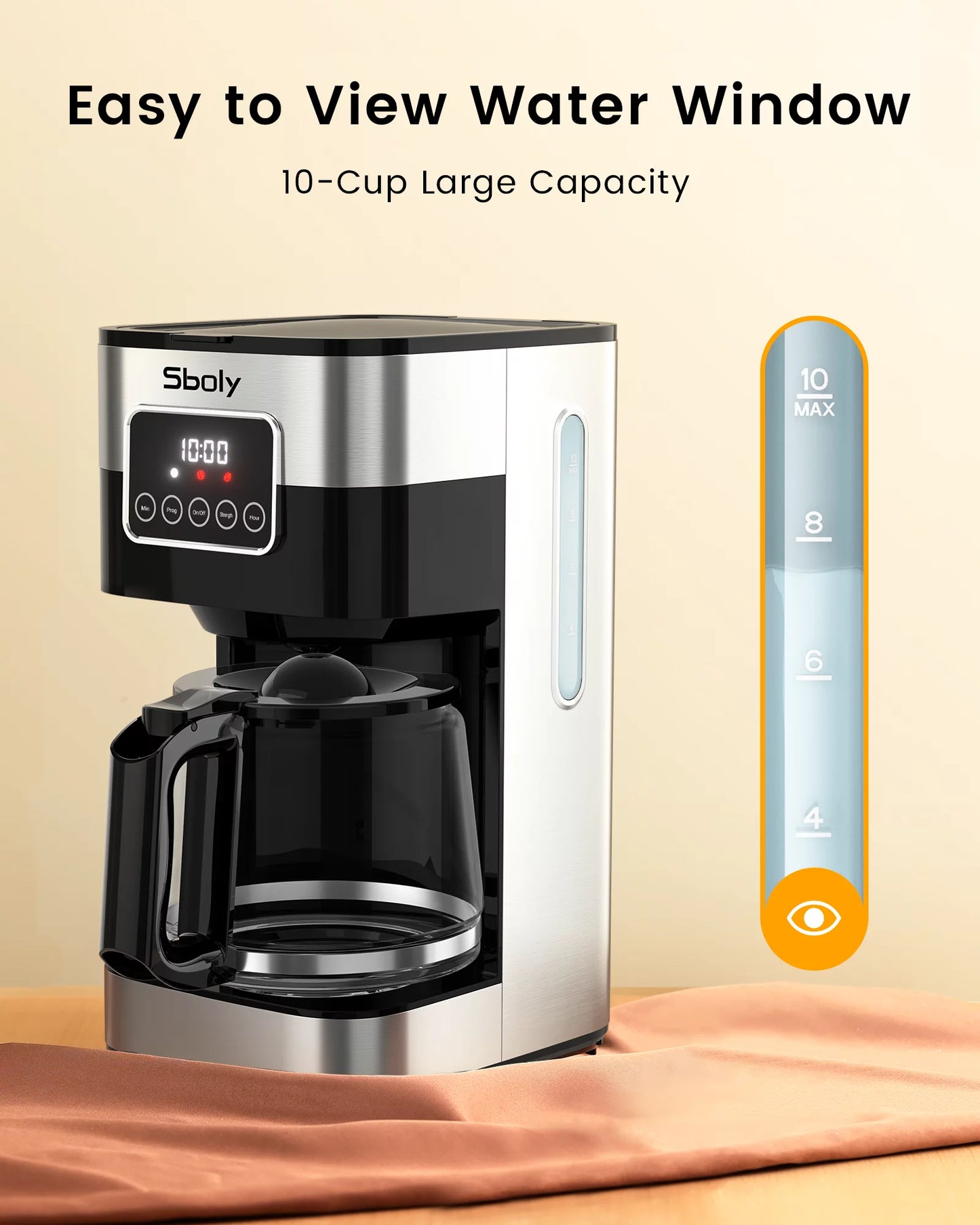 Drip Coffee Maker With Timer Strength Control and Coffee Pot Programmable Coffee Maker Black