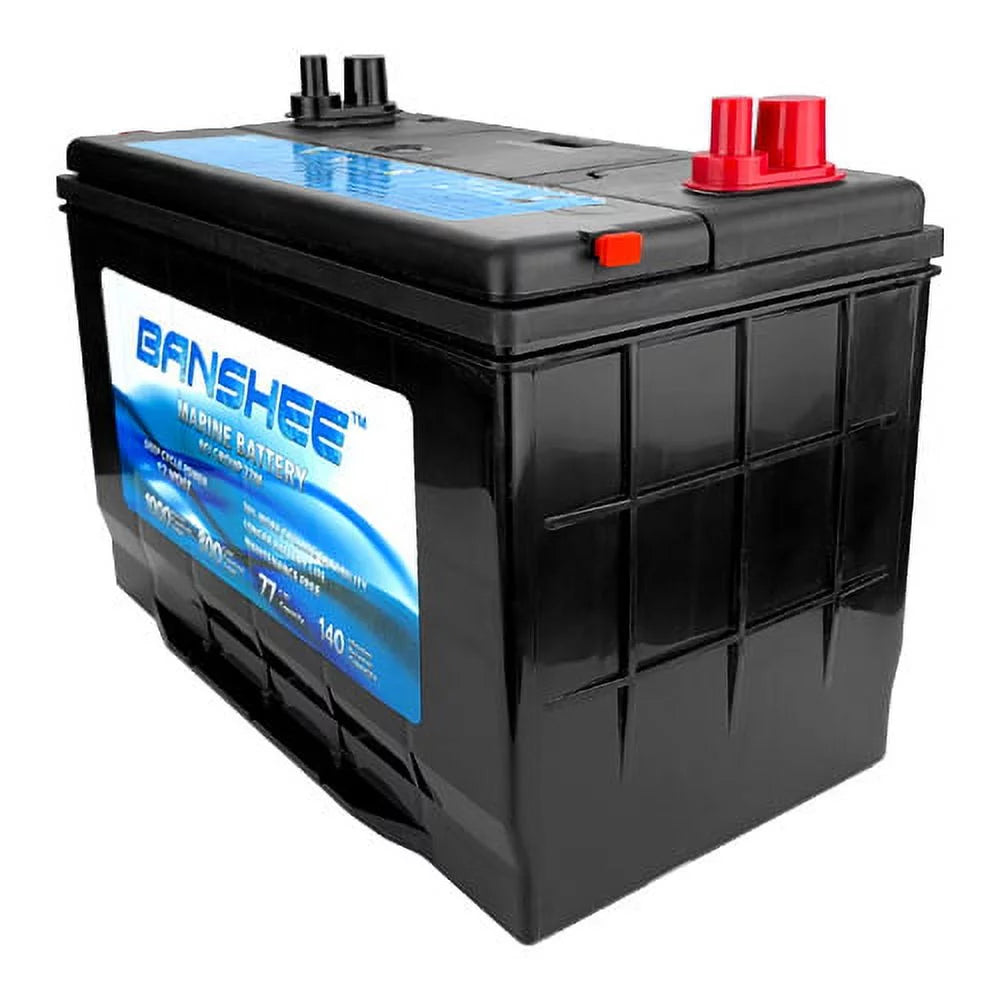 Banshee  12V 77Ah Deep Cycle Marine Battery for Replacement Optima D27M &#8211; Group Size 27