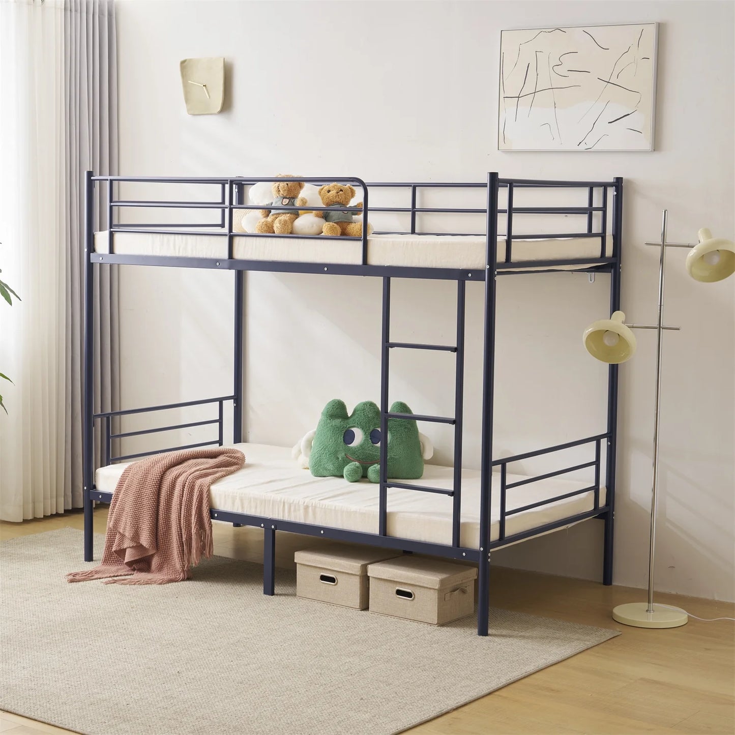 Zimtown Twin over Twin Steel Bunk Beds Frame Ladder Bedroom Dorm Room for Kids Adult Children