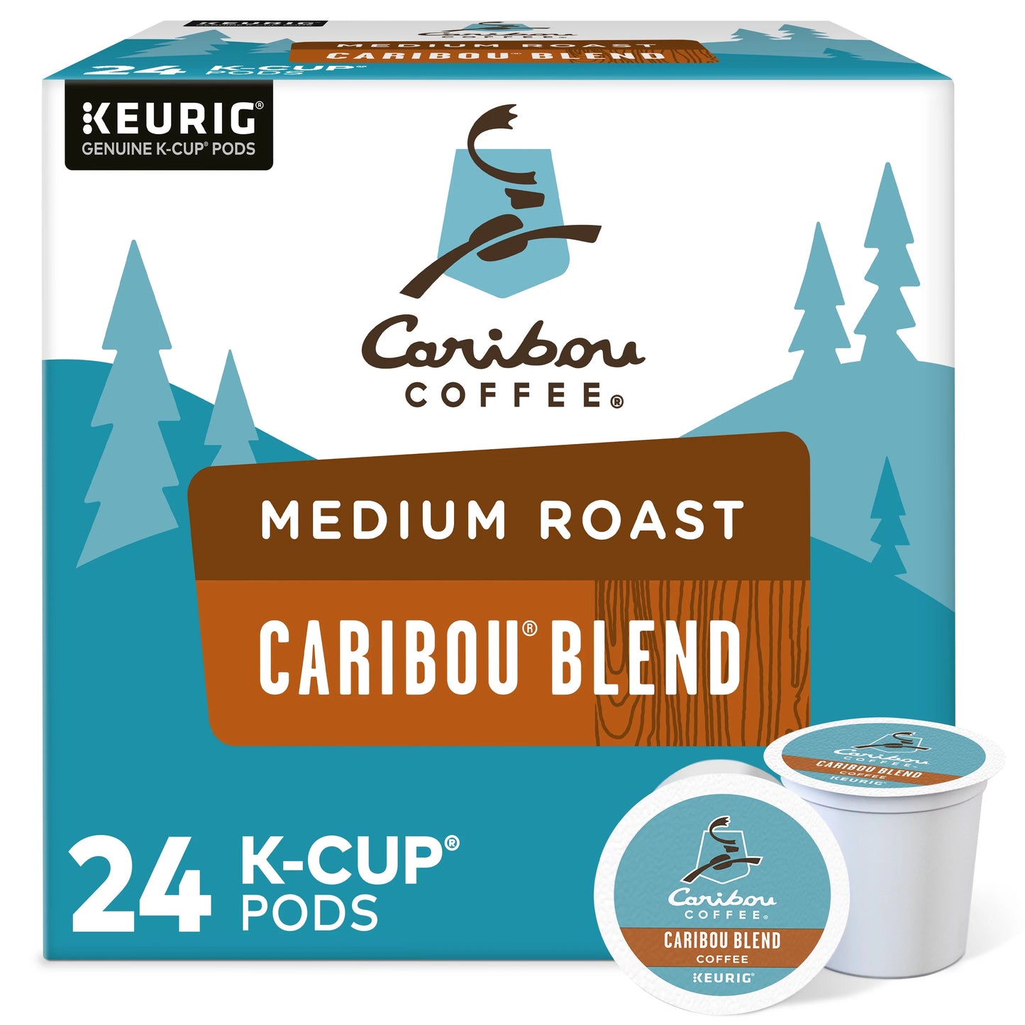 Caribou Coffee, Caribou Blend Medium Roast K-Cup Coffee Pods, 24 Count