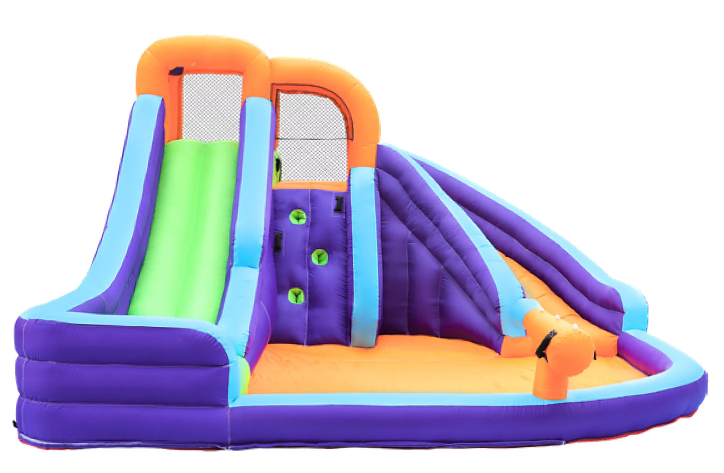 CocoNut Castles Double Slide Inflatable Water Park with Climbing Wall &#038; Water Cannon