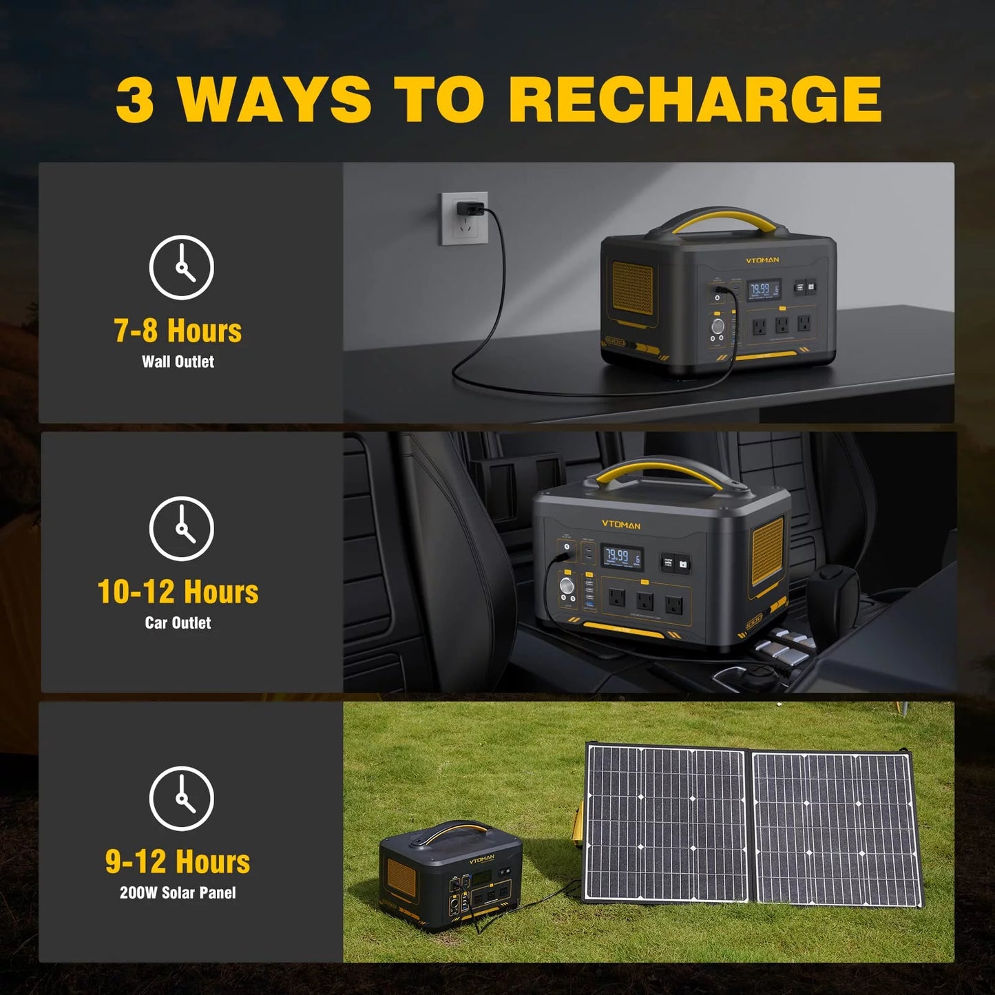 VTOMAN Jump 1000 Portable Power Station 1000W with 220W Solar Panels, 1408Wh LiFePO4 Battery with 110V/1000W AC Outlets,Portable Generator for Camping &#038; Home Backup