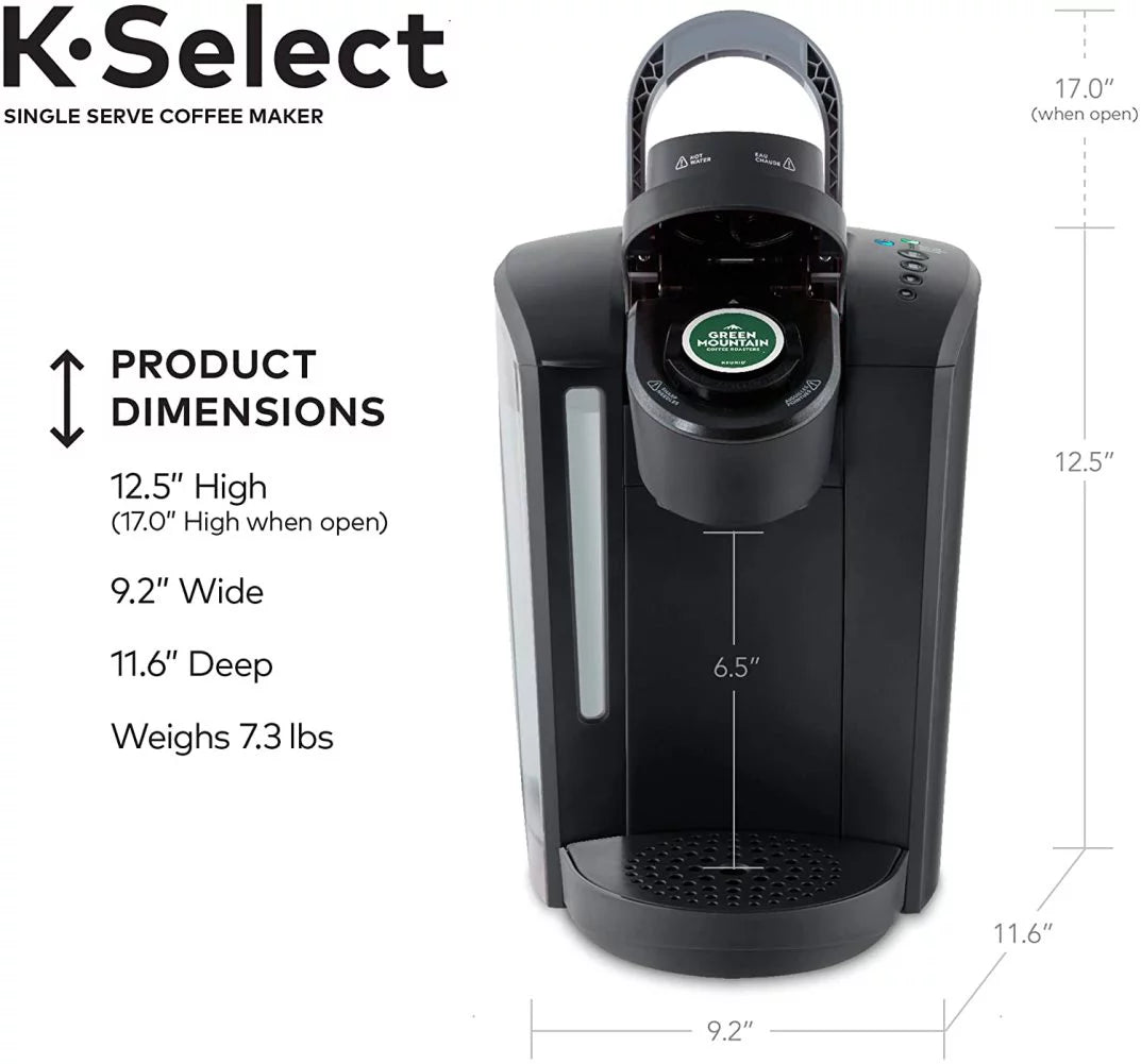 &#8220;Keurig K-Select Coffee Maker, Single Serve K-Cup Pod Coffee Brewer, With Strength Control and Hot Water On Demand, Matte Black&#8221;