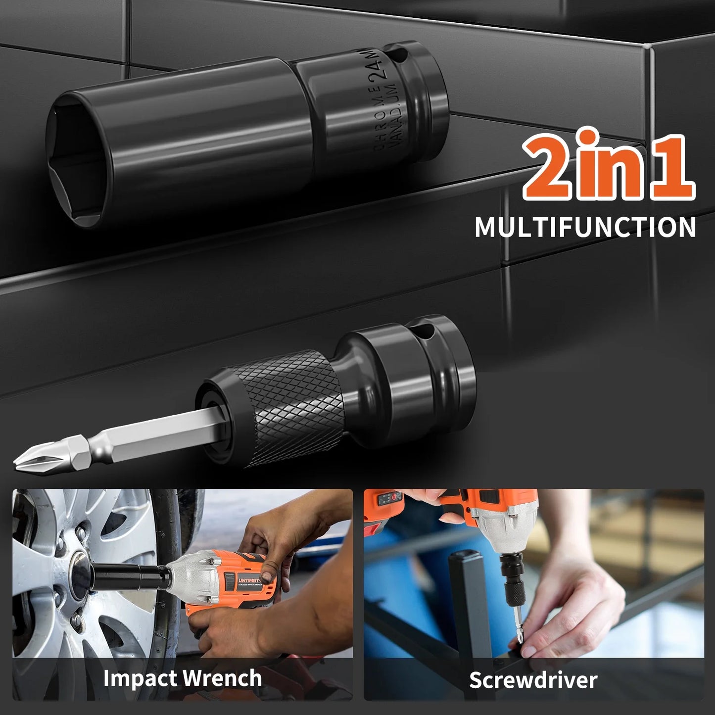 Cordless Impact Wrench, UNTIMATY 1/2 inch  Brushless Impact Gun, Max Torque 350 Ft-lbs??450N.m?? Impact Wrench with 20V Brushless Motor, with 3.0Ah Li-ion Battery &#038; 7 Sockets